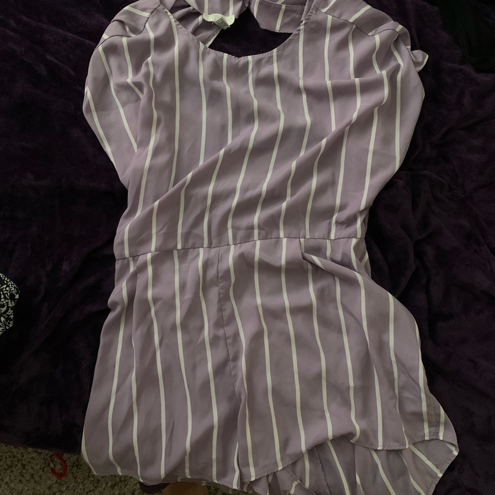 Purple and white romper
